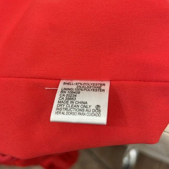 Tahari Red Dress Sz 6p Christmas Red Short Sleeve Midi Zipper Back Lined New - Picture 10 of 12